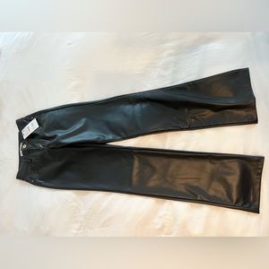 STRAIGHT FIT FAUX LEATHER PANTS
